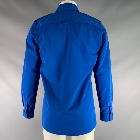 XANDER ZHOU Size S Blue Solid Polyester Epaulettes Long Sleeve Shirt - Picture 4 of 6